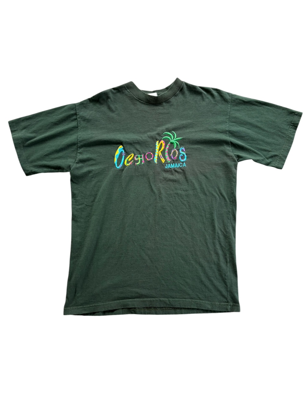 Vintage Ocho Rios Jamaica Embroidered Tourist Tee XL Single Stitch Style